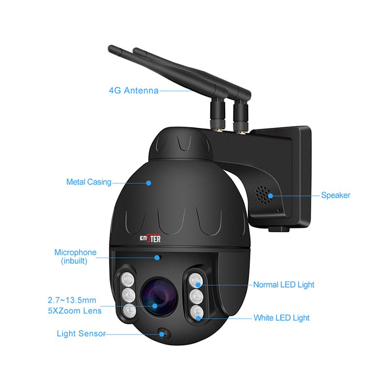 Outdoor 1080P 3G 4G Wireless Security IP Camera With SIM Card SD Card Slot