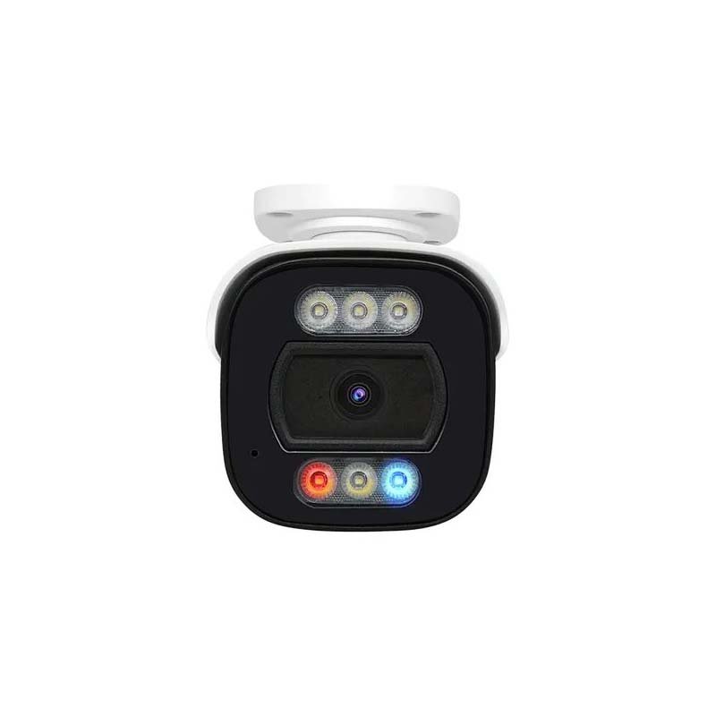 Red and blue Flashlight Alarm 8MP Two Way Audio OEM 2.8mm fixed lens POE Bullet IP camera
