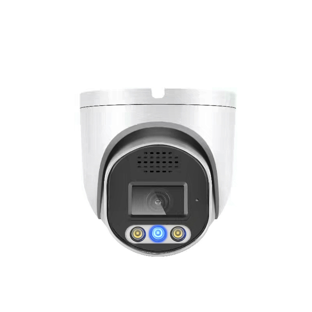 Two Way Audio 8MP Red And Blue Flashlight Alarm Turret ColorVu POE IP camera