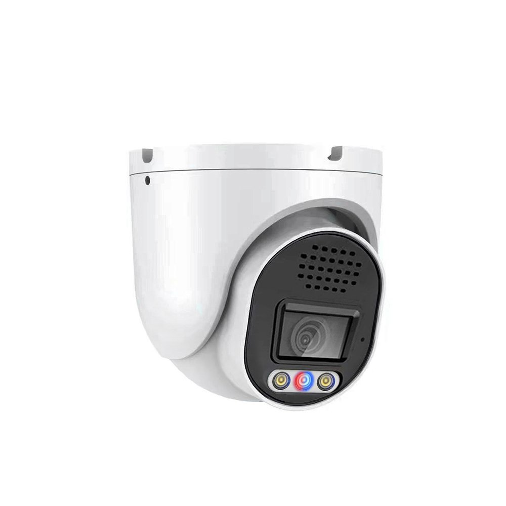 Two Way Audio 8MP Red And Blue Flashlight Alarm Turret ColorVu POE IP camera