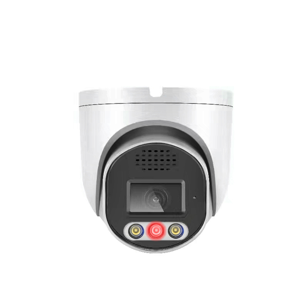 Two Way Audio 8MP Red And Blue Flashlight Alarm Turret ColorVu POE IP camera