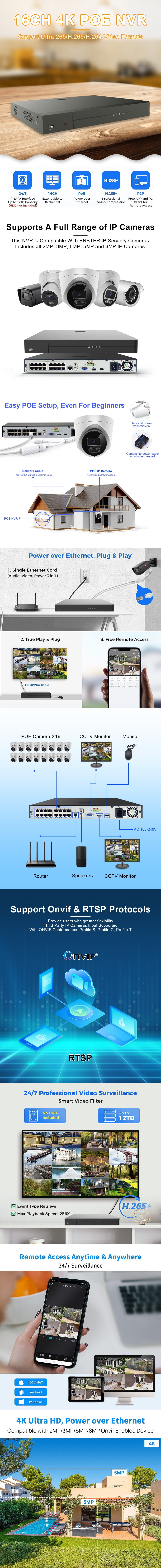 Support Ultra 265/H.265/H.264 video formats 8/16-channel input