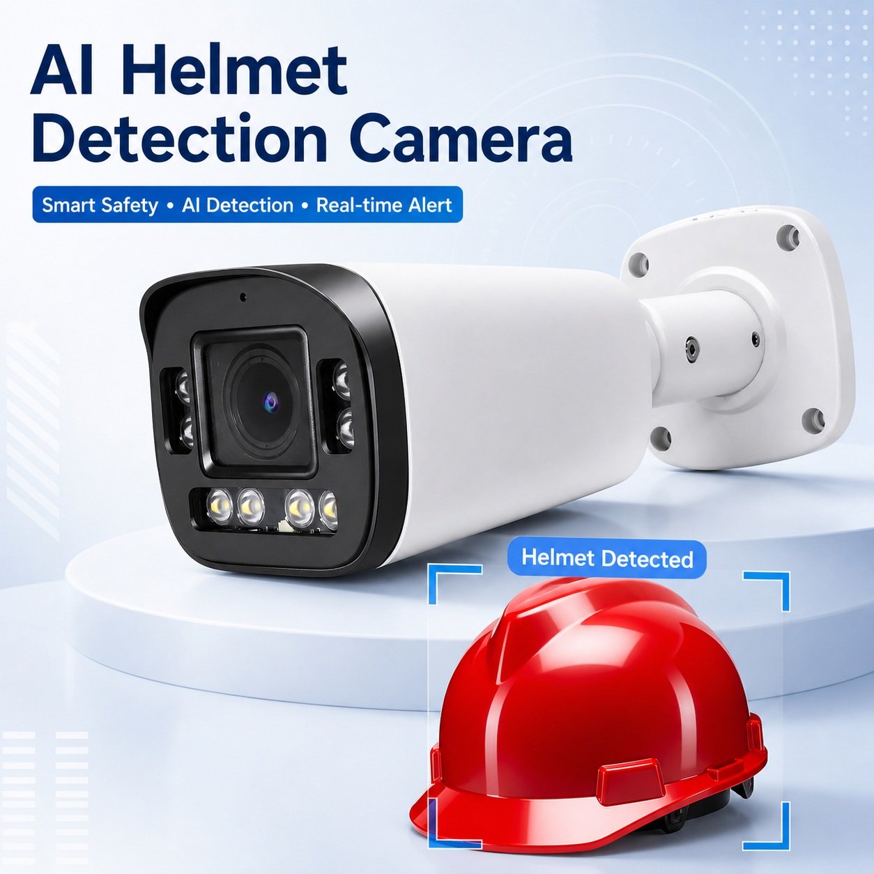 5MP AI Safety Helmet Detection Camera with Audible Alert, Two-Way Audio and 5x Optical Zoom for Construction Sites