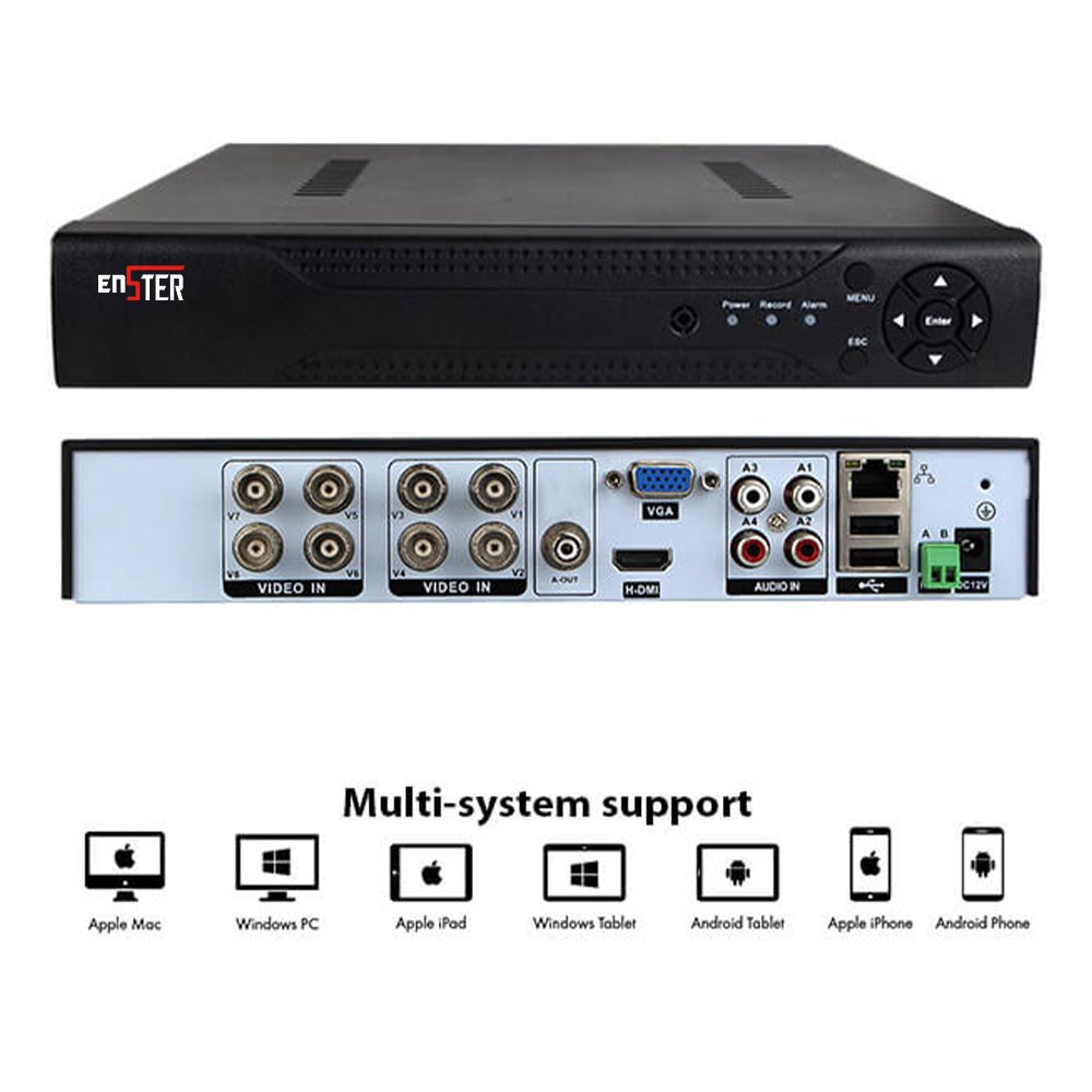 CCTV Security System Digital Video Recorder Enster with Full HD HDMI ONVIF AHD 8 Channel for iPhone Android