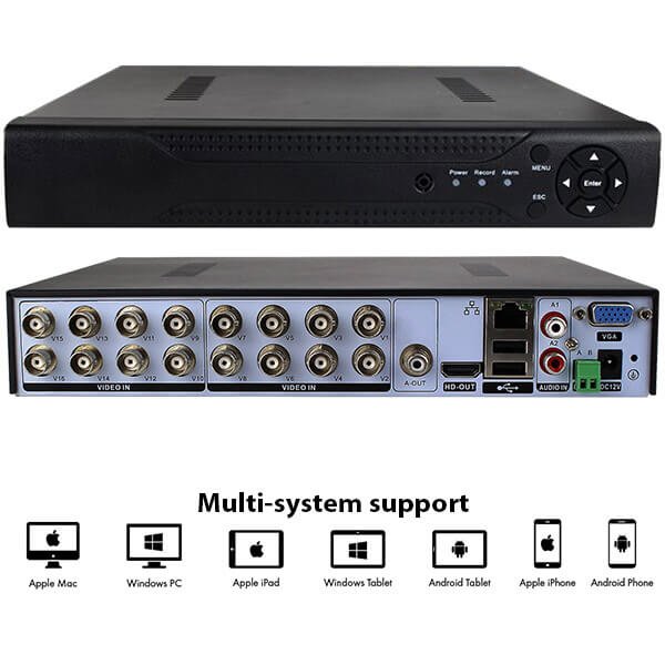 Surveillance Home Security Camera Digital Video Recorder Enster with VGA Full HD HDMI ONVIF AHD 16 Channel for iPhone Android