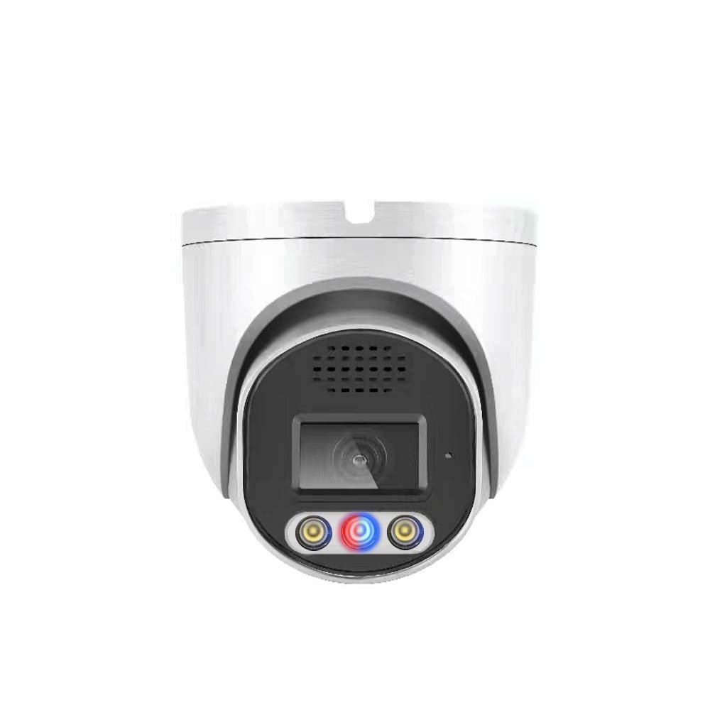 Two Way Audio 8MP Red And Blue Flashlight Alarm Turret ColorVu POE IP camera