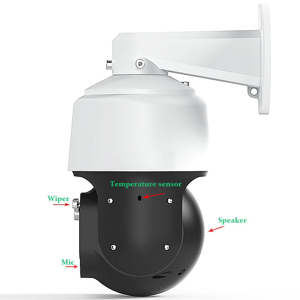 4K Human Tracking and Vehicle Detection IR Dual Lights Two-Way Audio IP PTZ Camera With Wiper