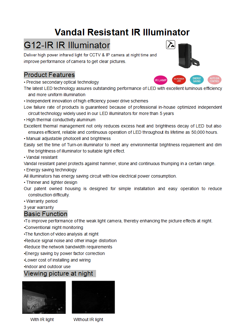 12Pcs 850nm Array LED IR Illuminator