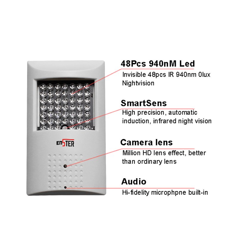 1/2.8 Inch SONY Hidden Camera with 48 Units IR LED 3.7mm Lens Wide Angle View Super Small Pinhole Camera