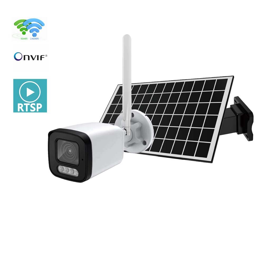 2.4GHZ 5.8GHZ Dual-band WIFI 4MP Outdoor Solar Powered Bullet IP Camera,Support ONVIF RTSP Connet to NVR