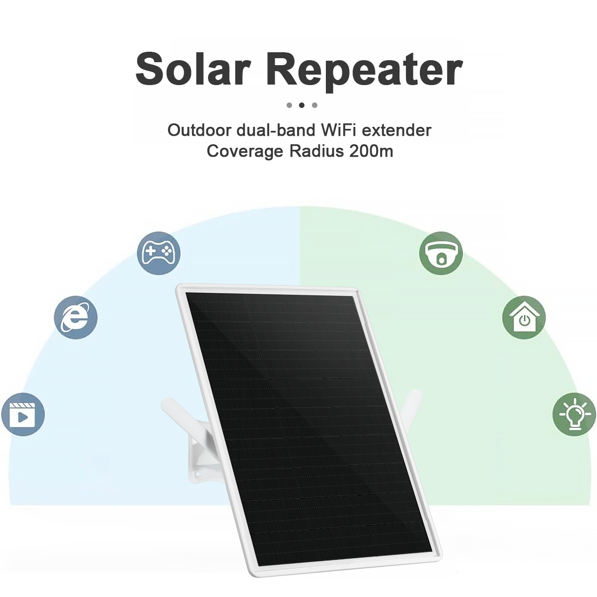 Outdoor Solar-powered WiFi repeater covering a radius of 100-200 meters