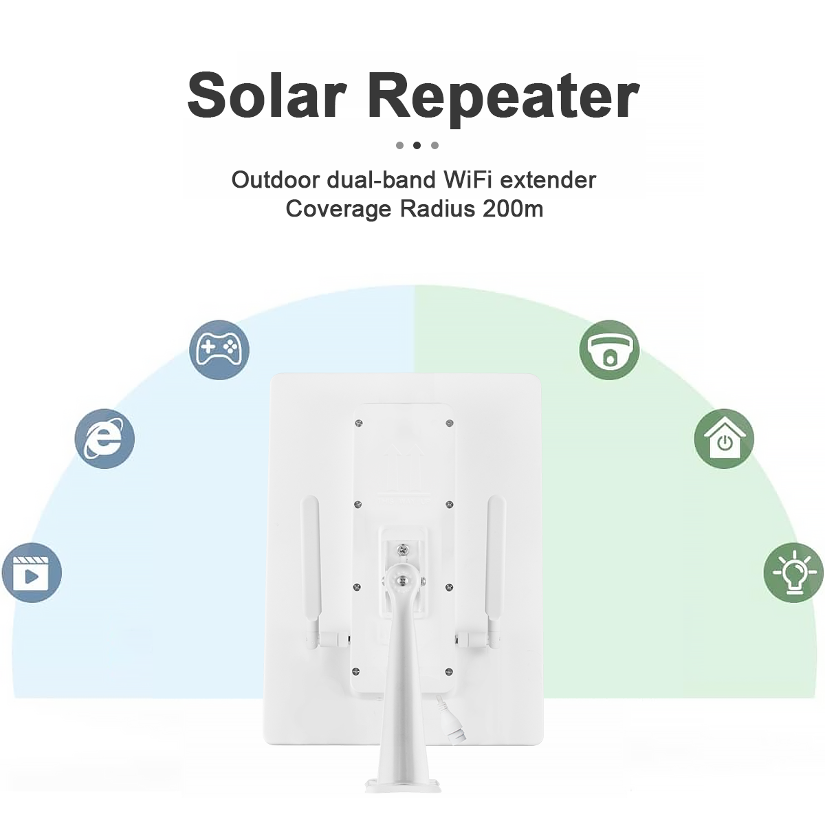 Outdoor Solar-powered WiFi repeater covering a radius of 100-200 meters
