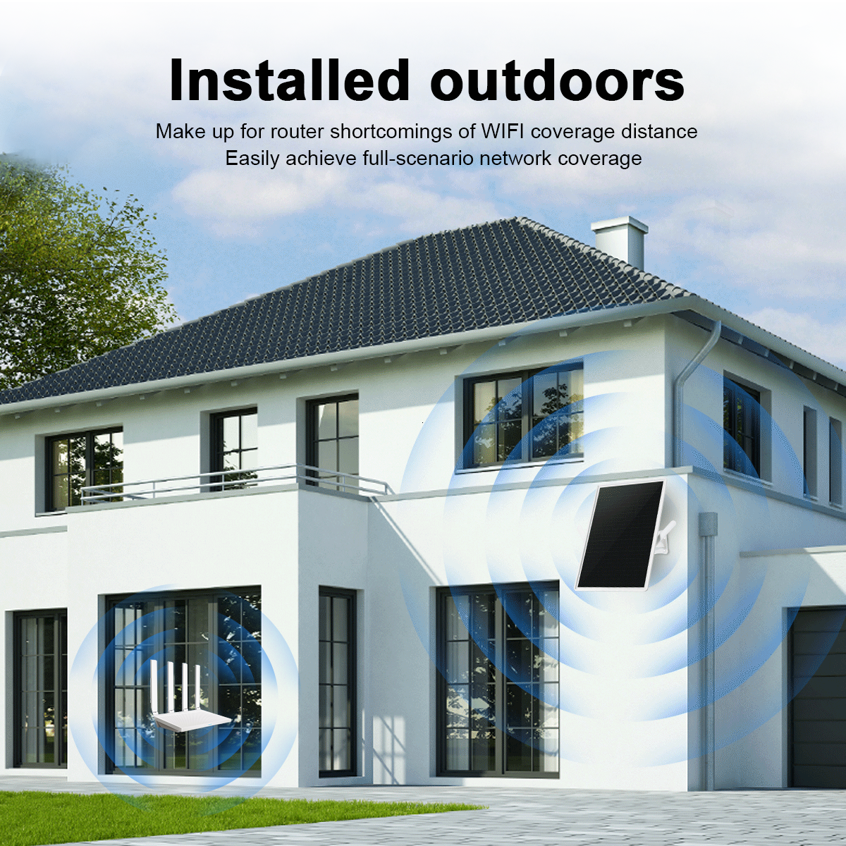 Outdoor Solar-powered WiFi repeater covering a radius of 100-200 meters
