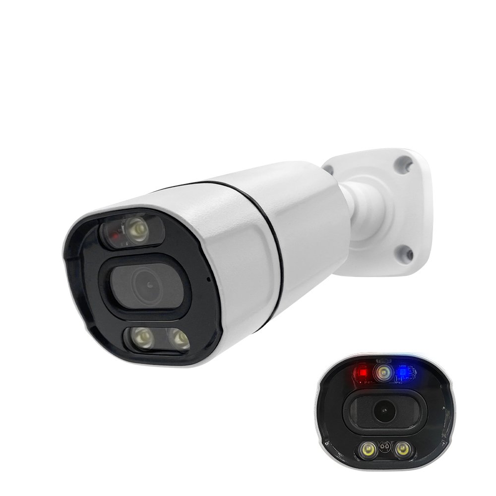 Red Blue Light Sound Light Alarm Smart IP Bullet Camera