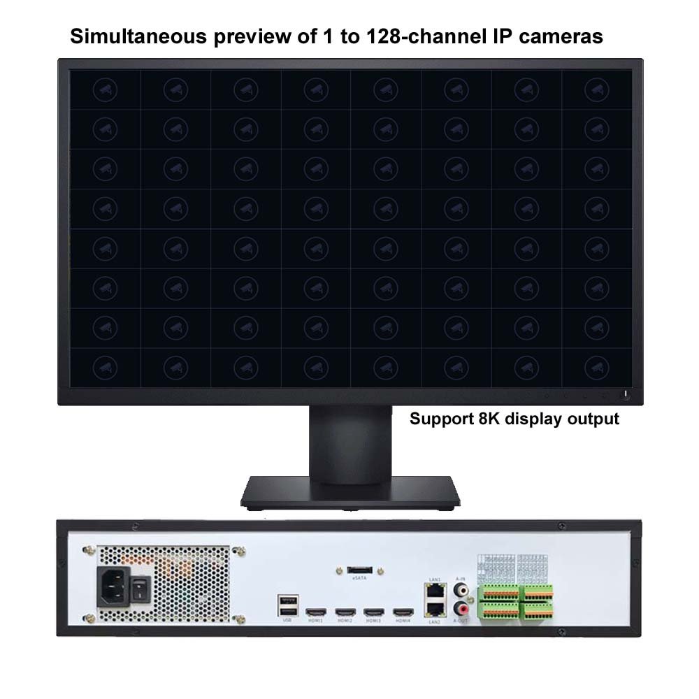 2U 128 CH 9HDD 8K H.265+ Intelligent Network Video Recorder With 4 HDMI Heterogeneous Outputs