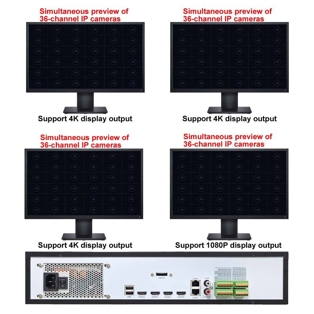 2U 128 CH 9HDD 8K H.265+ Intelligent Network Video Recorder With 4 HDMI Heterogeneous Outputs