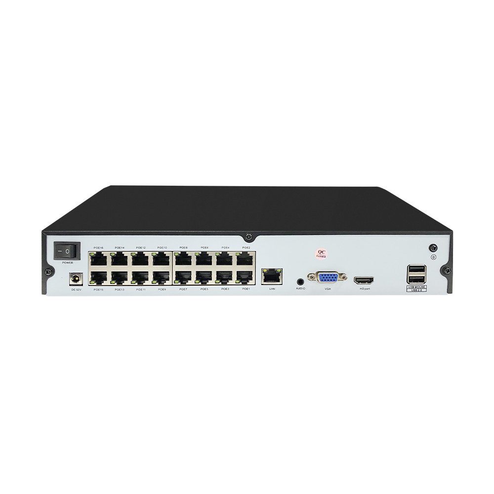 32 Channel 8MP H.265 Embedded Plug and Play PoE NVR With 16 Port PoE Switch DC48V Output
