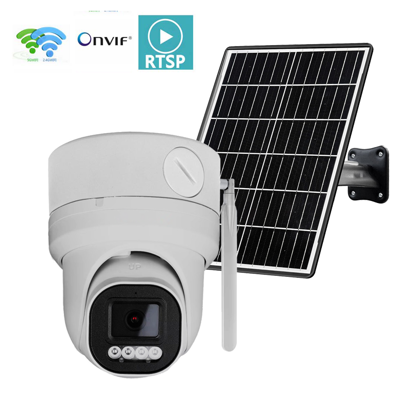 2.4GHZ 5.8GHZ Dual-band WIFI 5MP Outdoor Solar Powered Dome IP Camera,Support ONVIF RTSP Connet to NVR