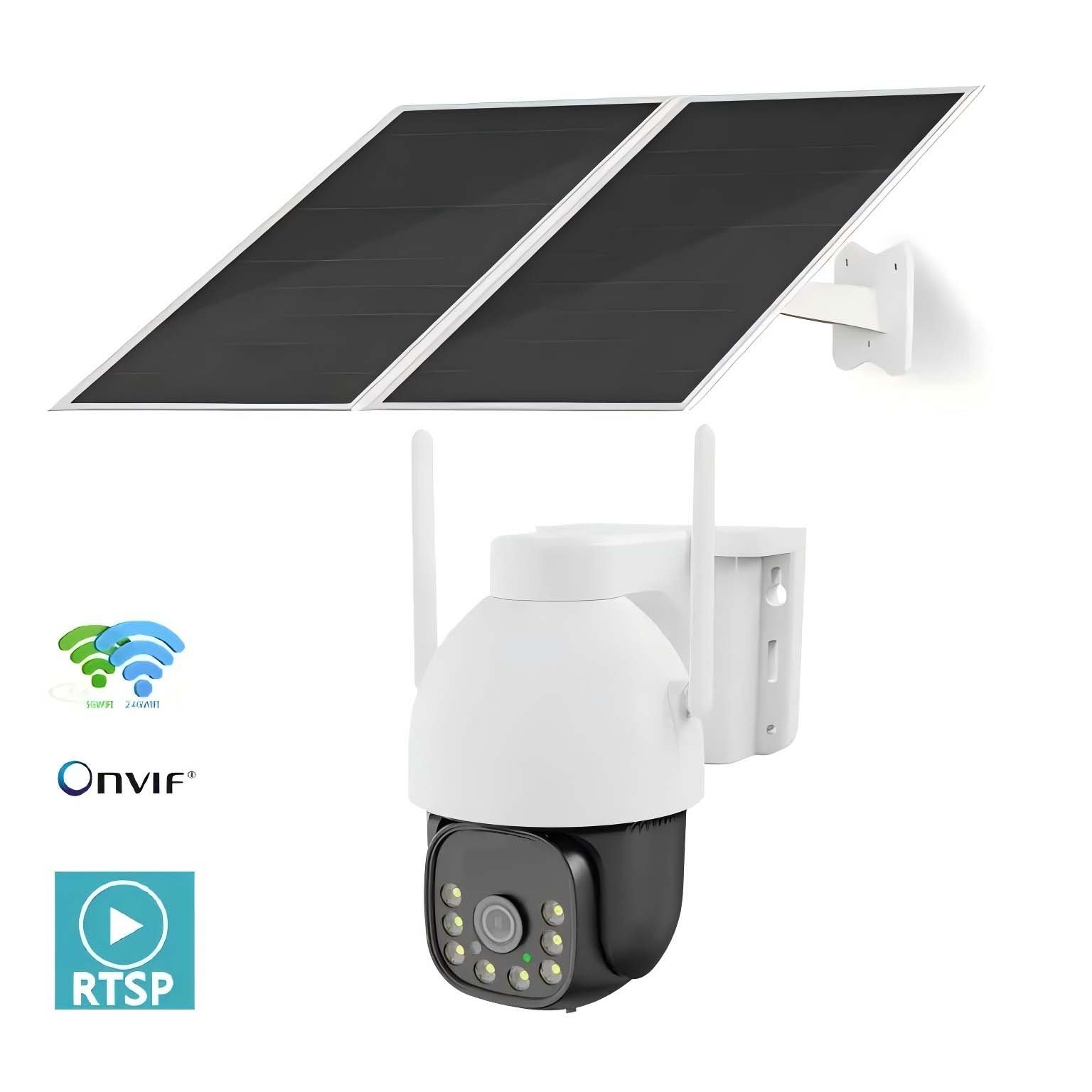 4MP 2.4GHZ 5.8GHZ Dual-band Solar Powered ONVIF WIFI PTZ IP Camera,Support RTSP