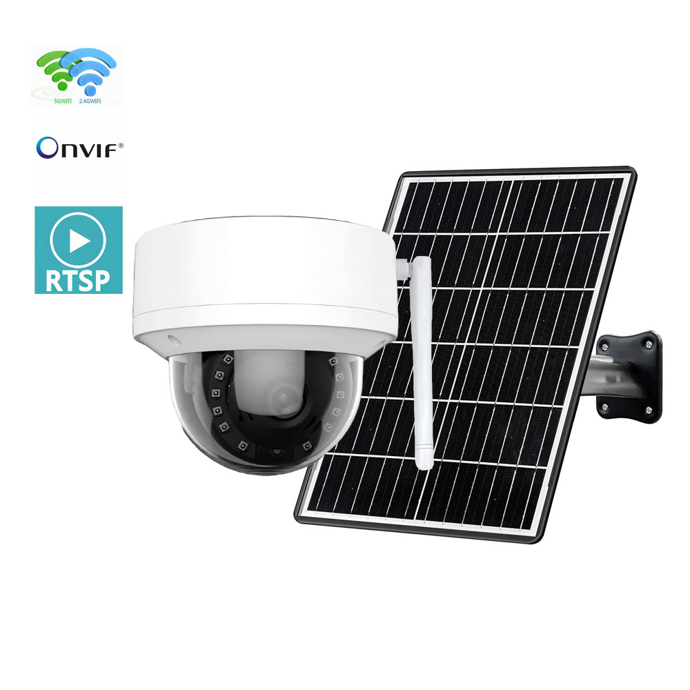 2.4G/5.8G Dual-band WiFi 5MP Outdoor Solar Powered Anti-Vandal Dome IP Camera