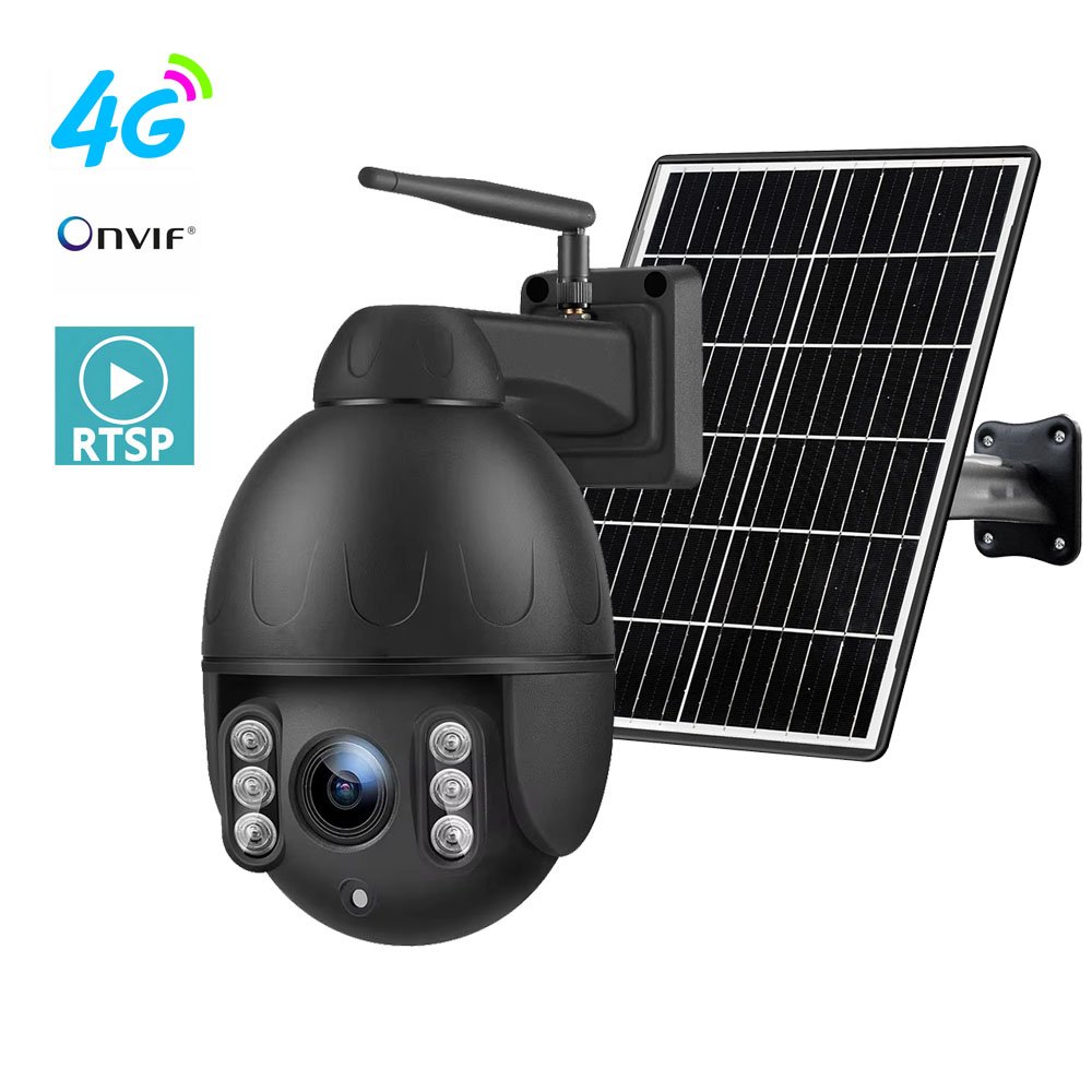 Outdoor 7*24 Recorded Solar Powered ONVIF RTSP 4G Sim Card Two-Way Audio CCTV Wireless PTZ Camera