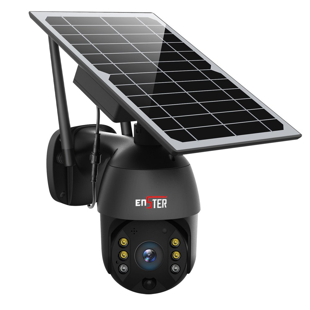 ENSTER Outdoor Pan Tilt Solar Powered Wireless Security Camera