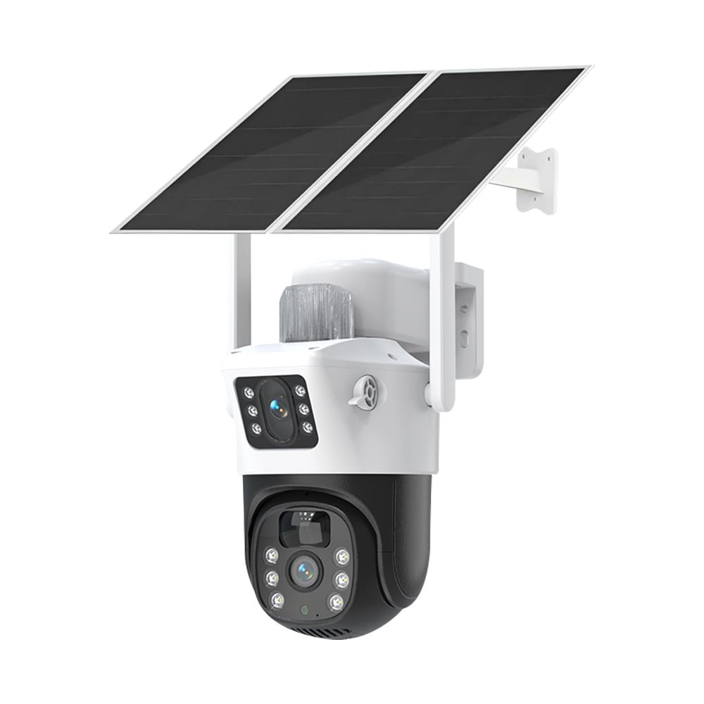 Dual Lens PTZ Dual Solar Powered Wireless 4G LTE Sim Card Security Camera