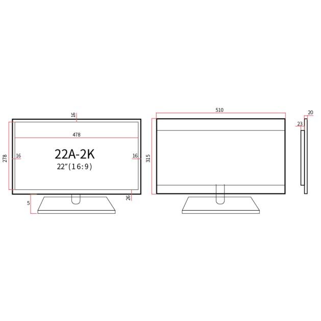 22 inch Professional LED CCTV Monitor