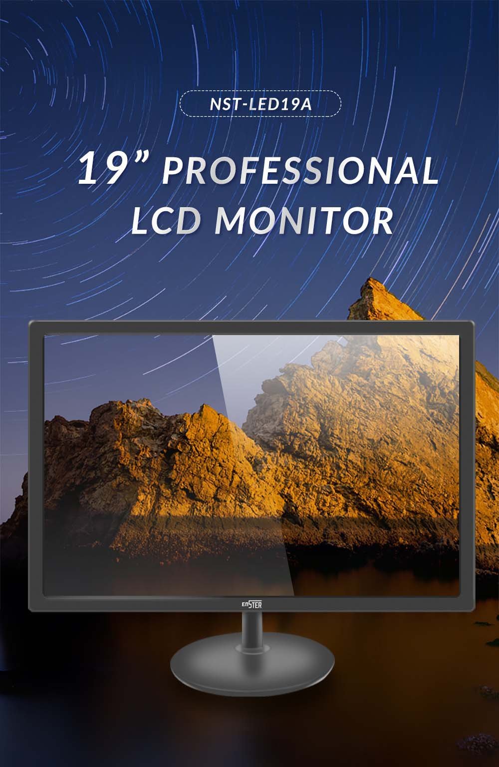 19" Professional CCTV Surveillance Monitor VGA HDMI AV BNC And Built in Audio Speaker