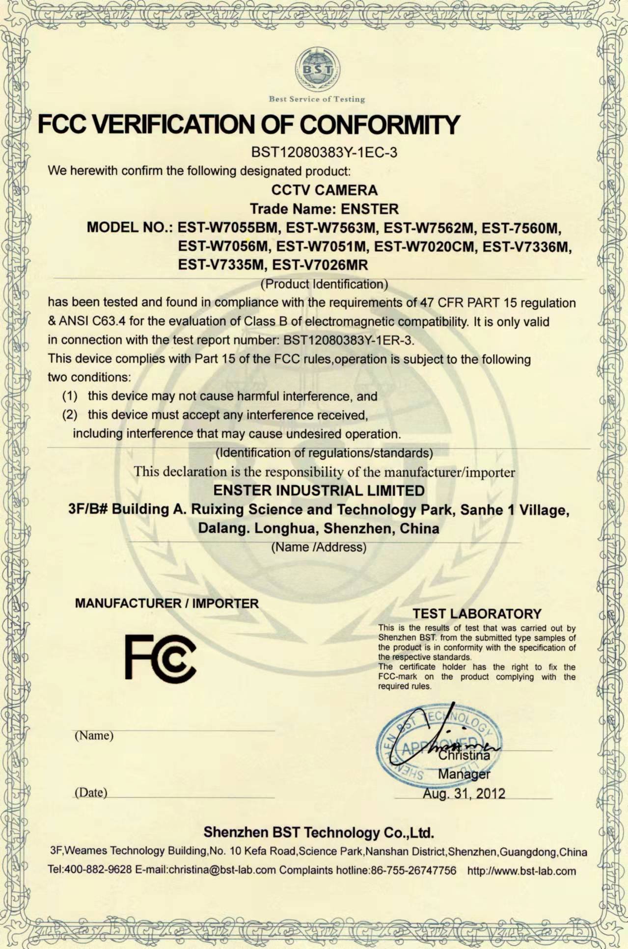 ENSTER certificate 4