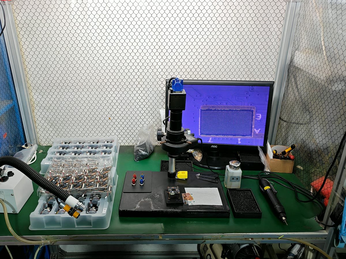 ENSTER CMOS module inspection under microscope