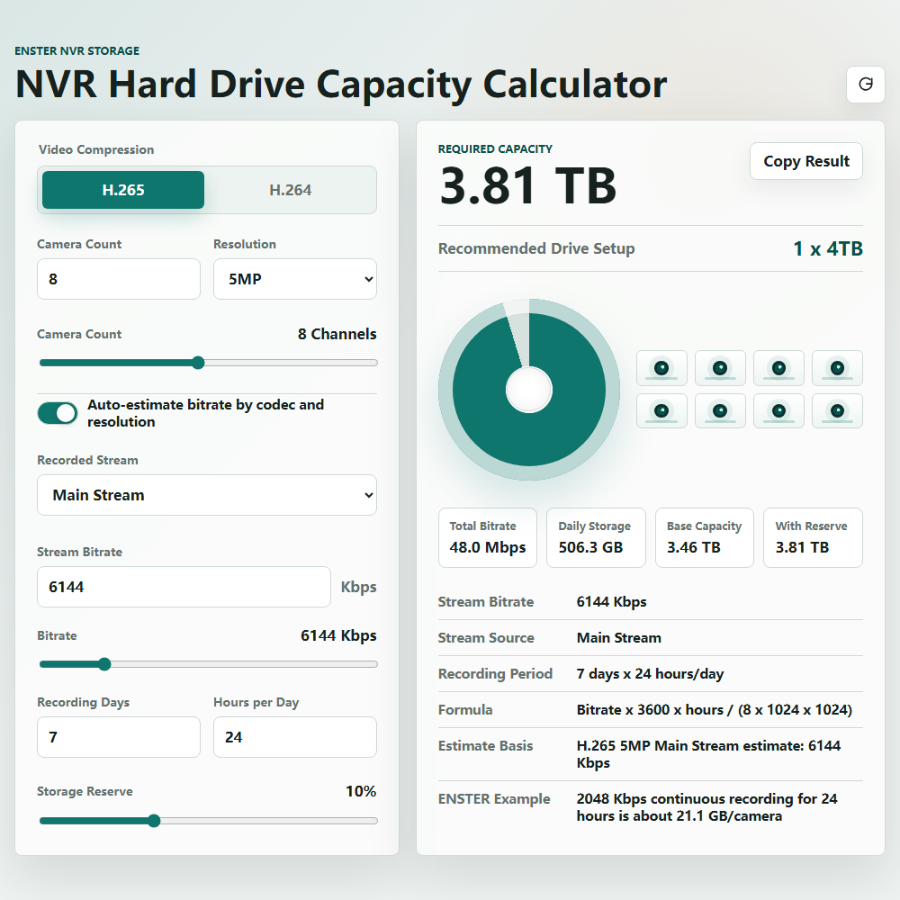 NVR HDD Capacity Calculator