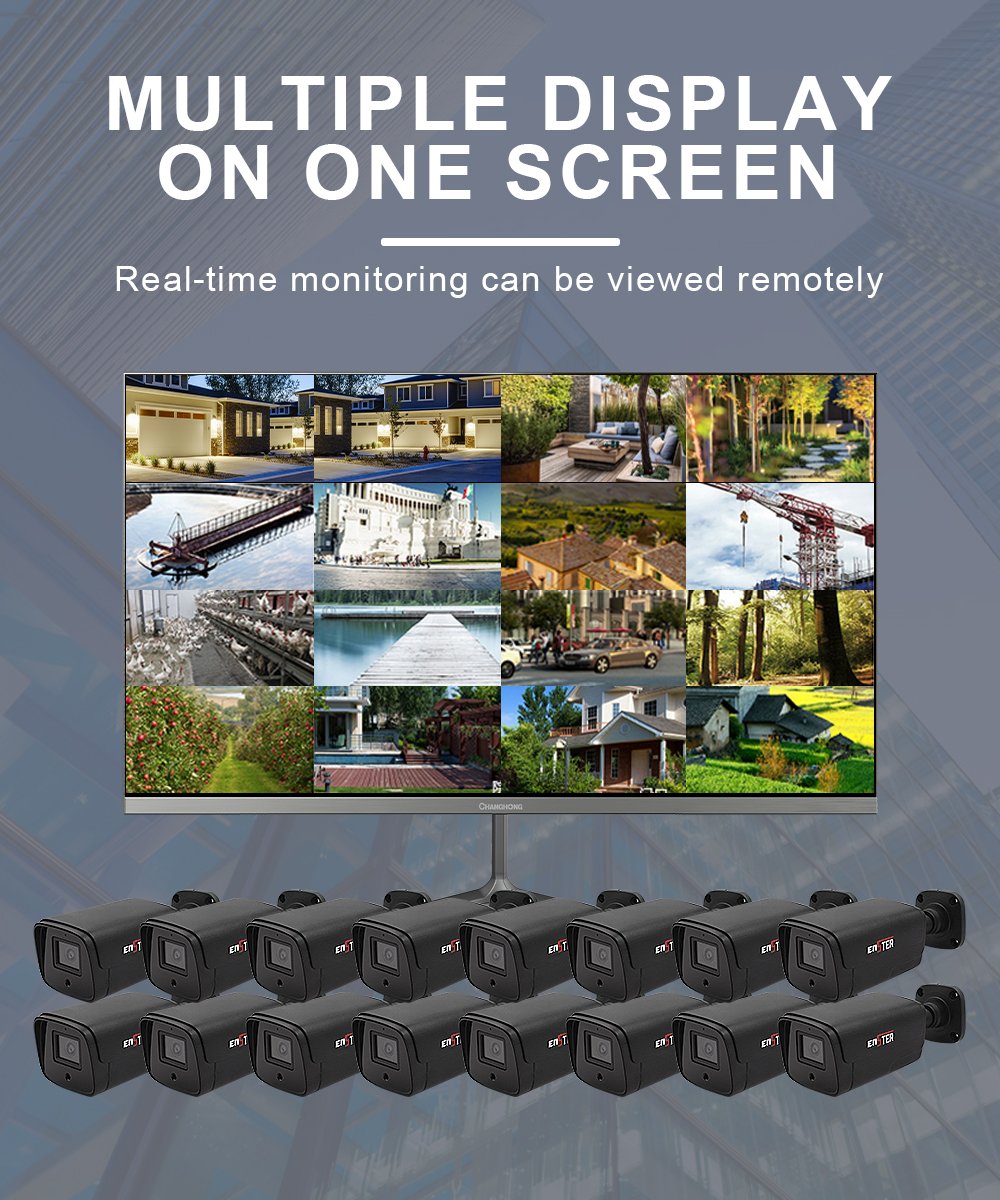 Outdoor 16CH 5MP Wire POE Black Bullet IP Camera System Kit