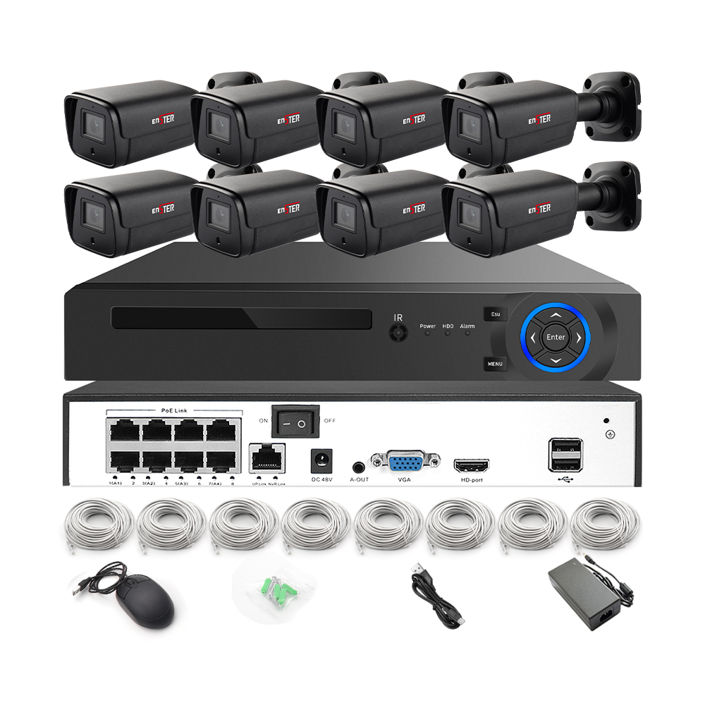8ch HD POE ColorVu Full Color Night Vision Turret CCTV IP Camera Kit