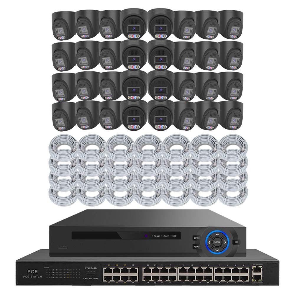 32 Channel 8mp 4k Outdoor Turret Eyeball Dome Camera Poe Cctv Security Surveillance Camera System