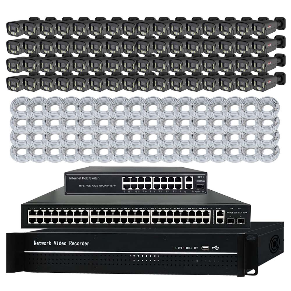 64 Channel 8mp 4k Outdoor Bullet Poe Cctv Security Surveillance Camera System