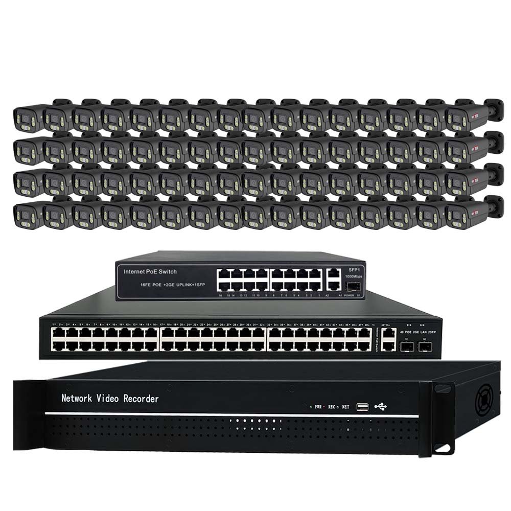 64 Channel 8mp 4k Outdoor Bullet Poe Cctv Security Surveillance Camera System