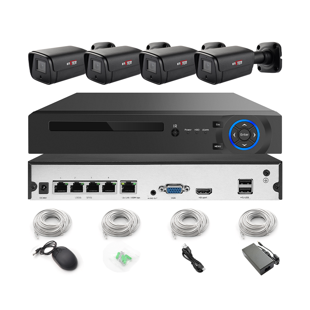 5MP Bullet Camera 4 Channel POE Kit