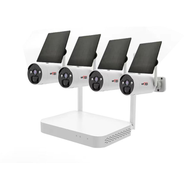 4CH Mini Solar Powered Rechargeable Battery CCTV Wireless Camera Kit