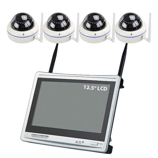 12.5" LCD screen Monitor 4CH wireless NVR waterproof outdoor smart home CCTV security systems ip Wifi Camera Kit