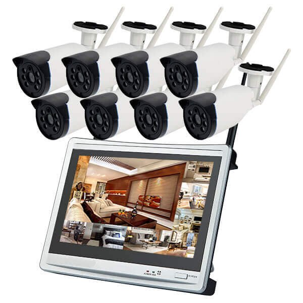 8CH Wireless NVR Kit CCTV 12.5 inch LCD Monitor Wireless Home Outdoor Wifi Security Camera System