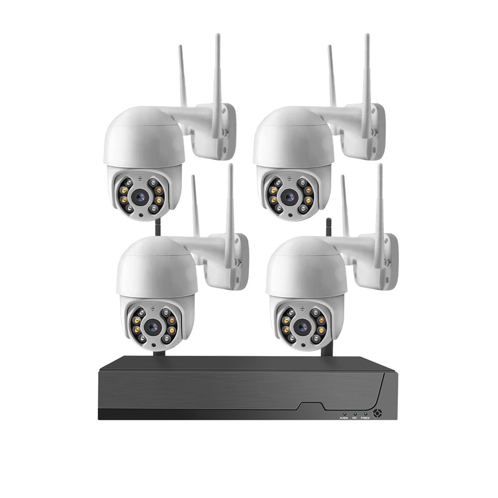 4CH 4MP WirelessPTZ IP Camera Kit System support 2 Way Audio