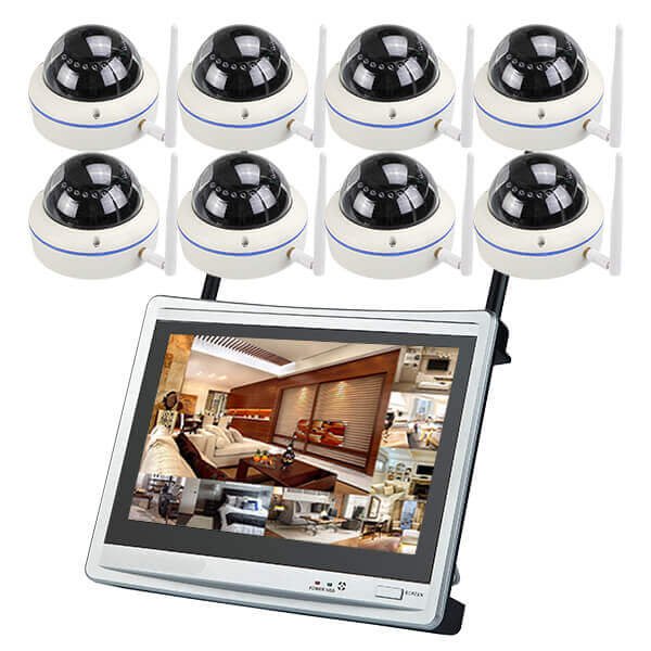 12.5" LCD screen Monitor 8CH wireless NVR waterproof outdoor smart home CCTV security systems Wifi Camera Kit
