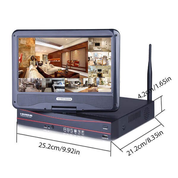 10" inch LCD Screen 15M IR Distance Wireless Nvr Kit 8CH Wifi Cctv Camera Fixed Lens Bullet Camera