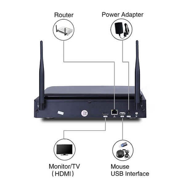 10" inch LCD Screen 15M IR Distance Wireless Nvr Kit 4CH Wifi Cctv Camera Fixed Lens Bullet Camera